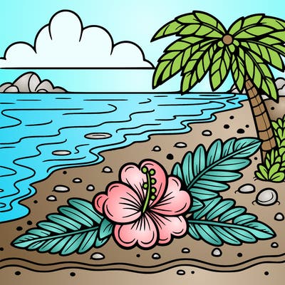 hawaiian flower on a beach