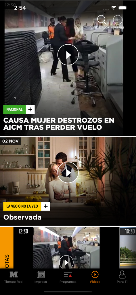 MURAL - Interfaz de video de la aplicación Mural con noticias nacionales y críticas de películas