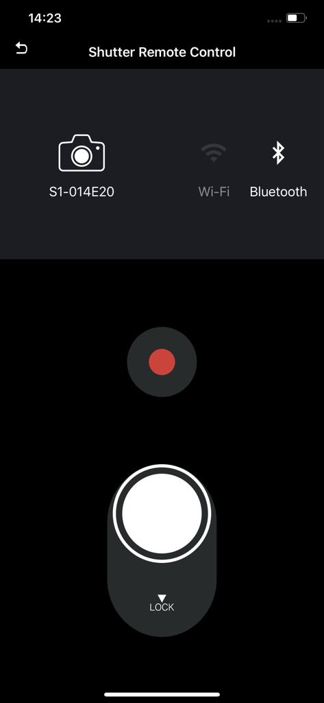 Shutter Remote Control interface in the Panasonic LUMIX Sync app for a connected mirrorless camera