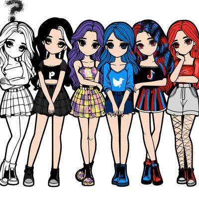 a group of girls realistic