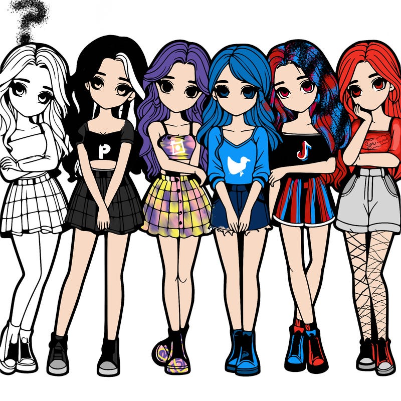 a group of girls realistic