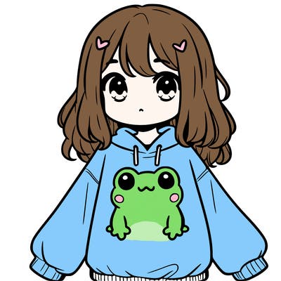 girl wearing frogging sweatshirt