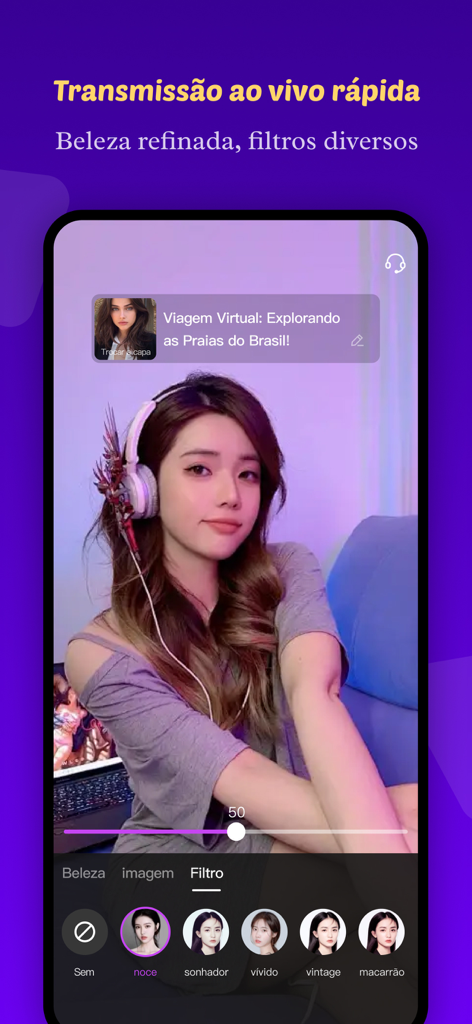 Kako: Live, Vídeo & Chat - 美容フィルターとリアルタイム編集ツールを備えてKakoアプリでライブストリーミングしている女性。