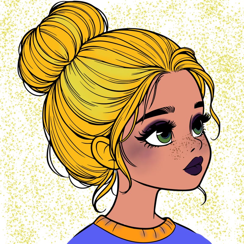 realistic girl with bun