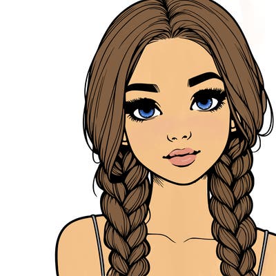 realistic girl with braids