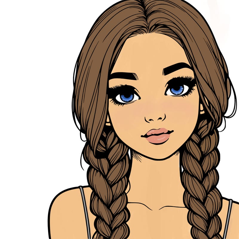 realistic girl with braids