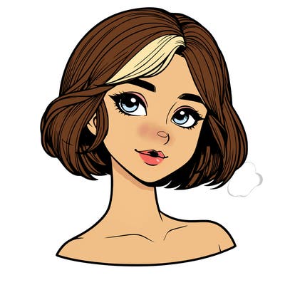 realistic girl with short hair