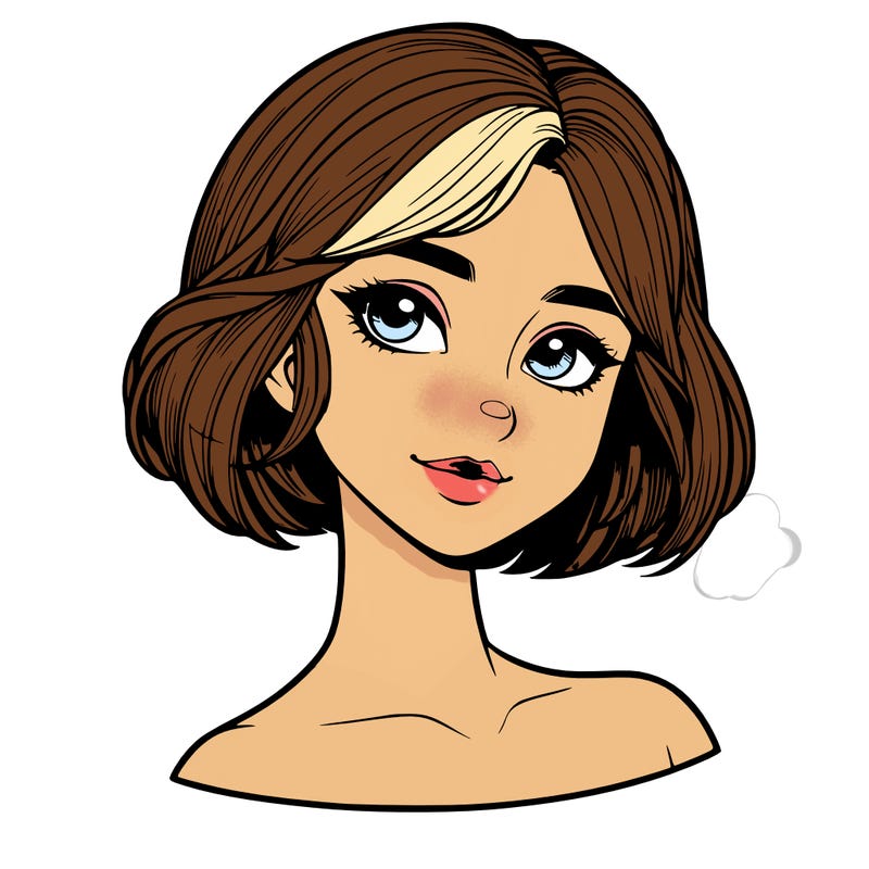 realistic girl with short hair