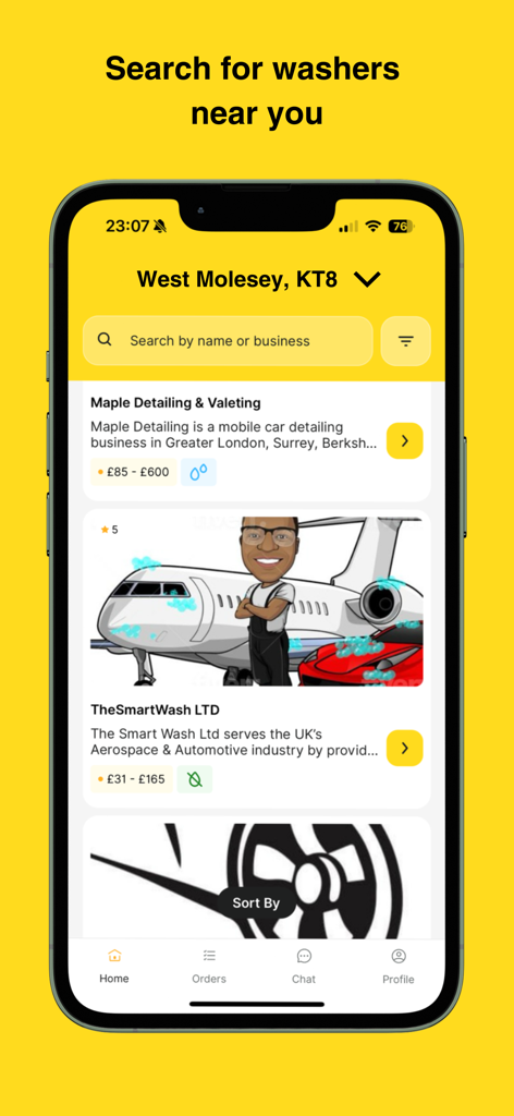 Clean Me - Mobile Car Wash - Lista de proveedores de servicios de lavado de coches a domicilio en la app Clean Me