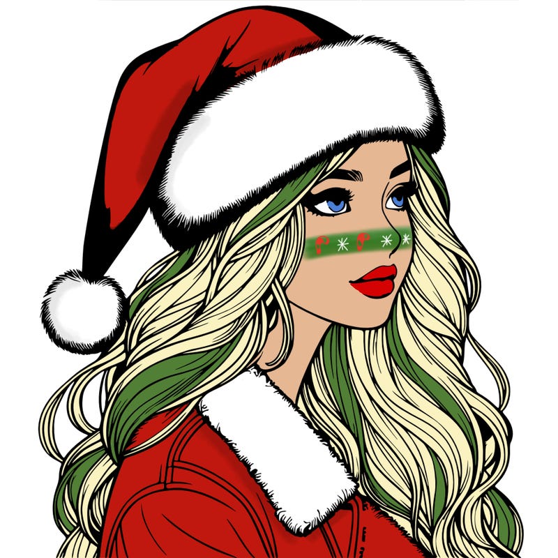 realistic girl in santa hat