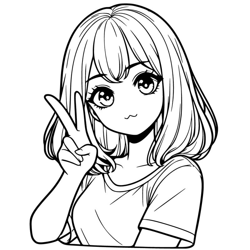 realistic girl doing a peace sign