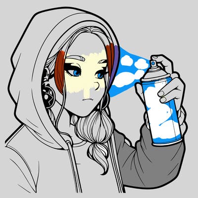 a realistic girl, spray painting