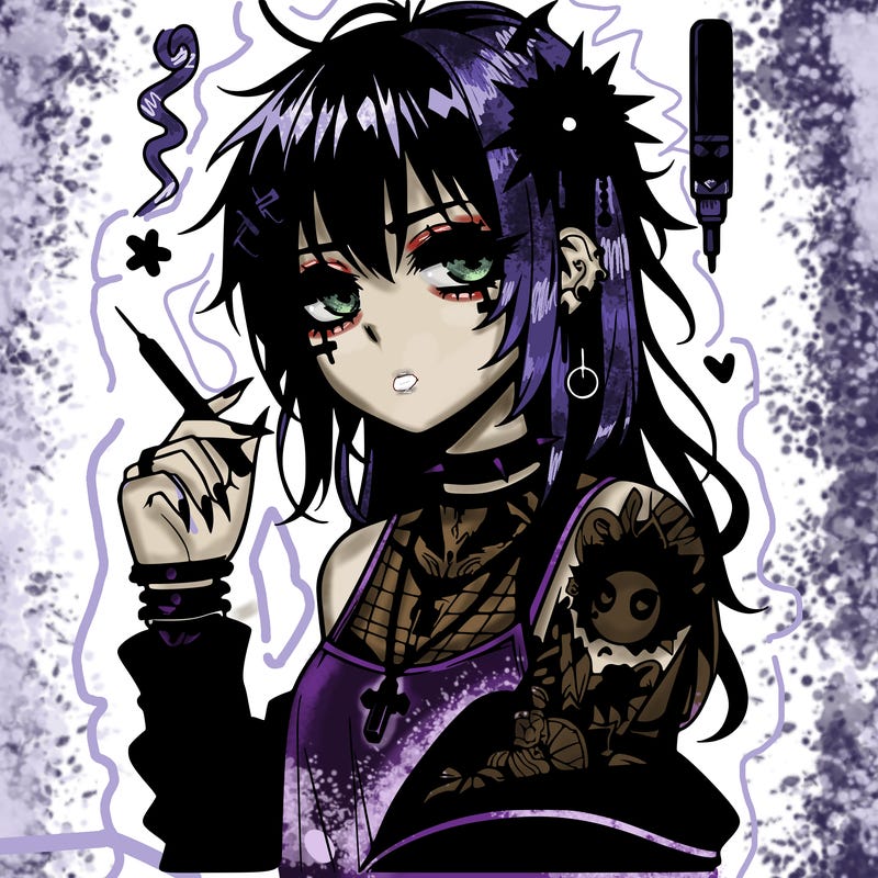 pretty and edgy gothic anime girl