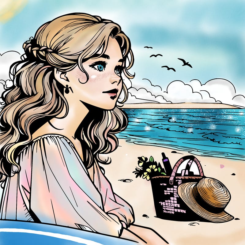 realistic girl at the beach