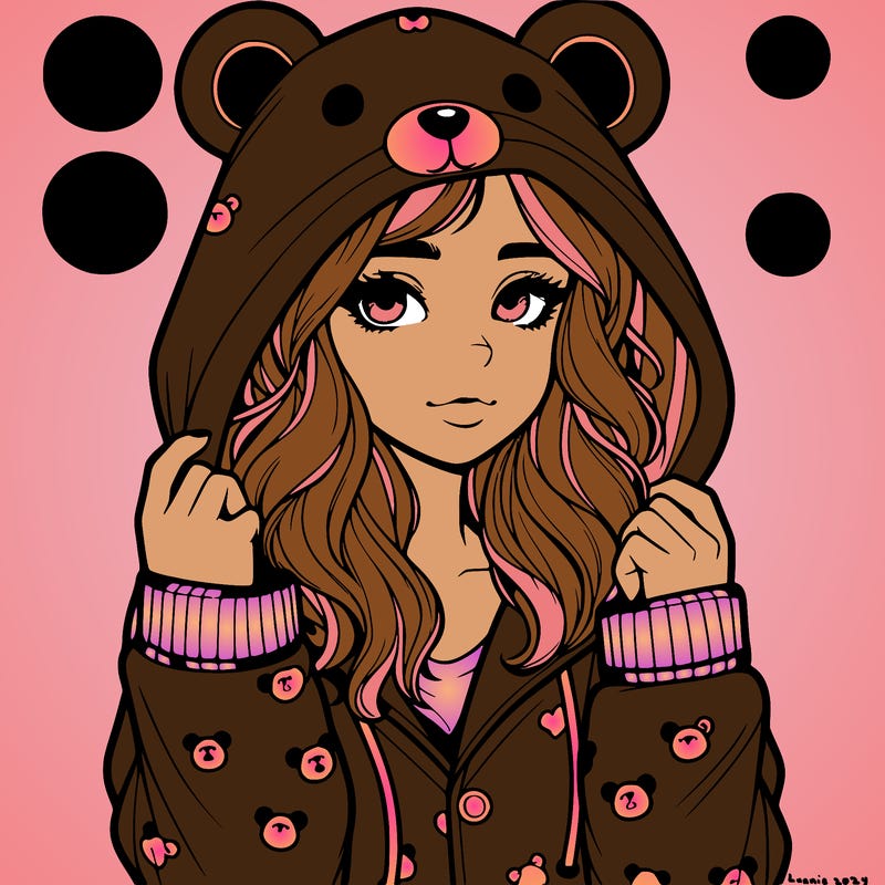 realistic girl in a animal pjs hoodie