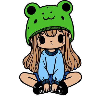 a girl wearing a frog hat and some frog socks