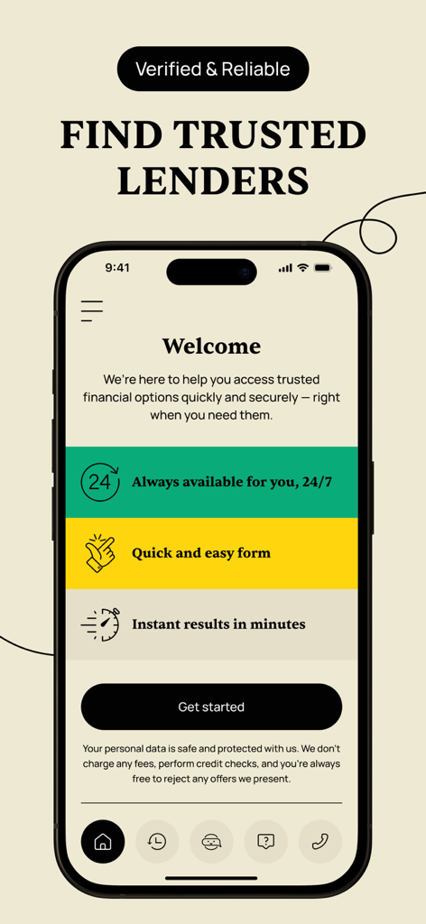 PayDay Cash Advance: CactiFin - CactiFin mobile app screen showing options to find trusted lenders with quick forms and instant results.