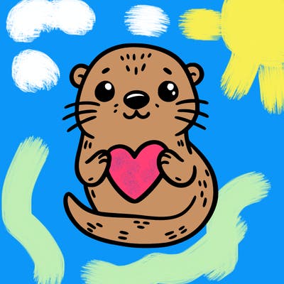 otter with a heart