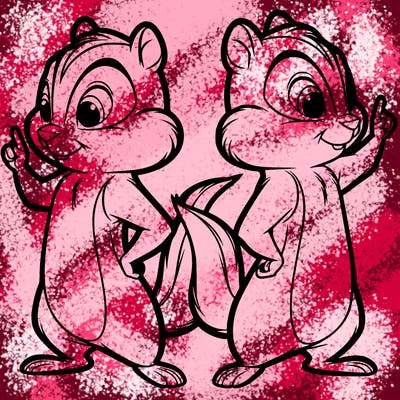 two tamias standing up split realistic