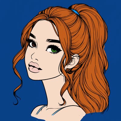 realistic girl with a ponytail on her hair and lips