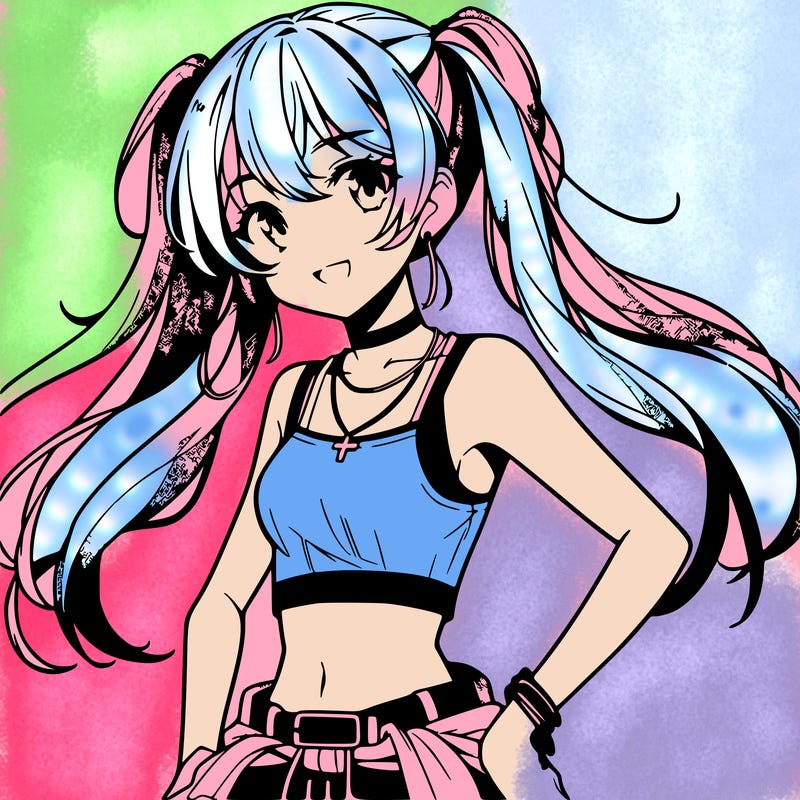 anime girl wearing crop top
