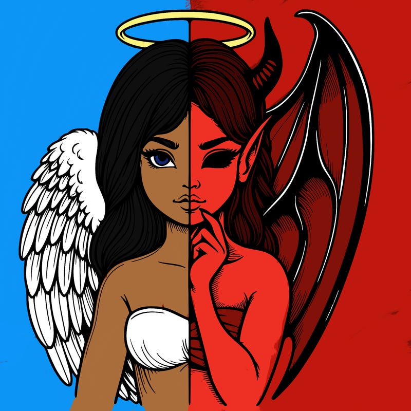 realistic angel half demon