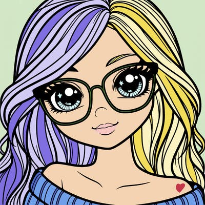 girl with beautiful eyes, hair, and glasses