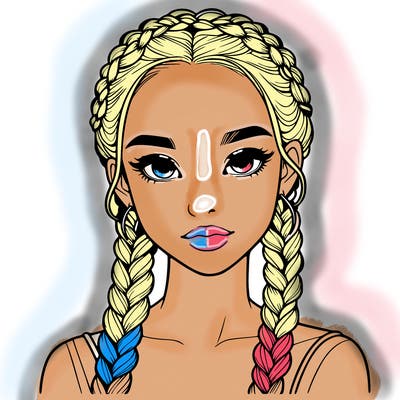 realistic girl with braids