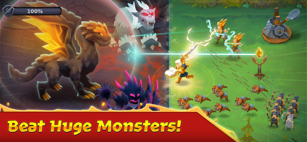 Battle Legion - Mass Battler - Small army units fighting giant mythical monsters in a Battle Legion combat scene