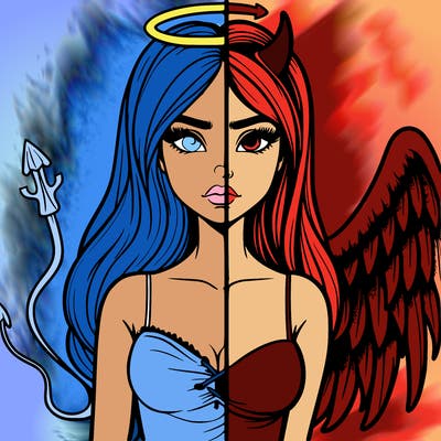 devil vs angel realistic girl