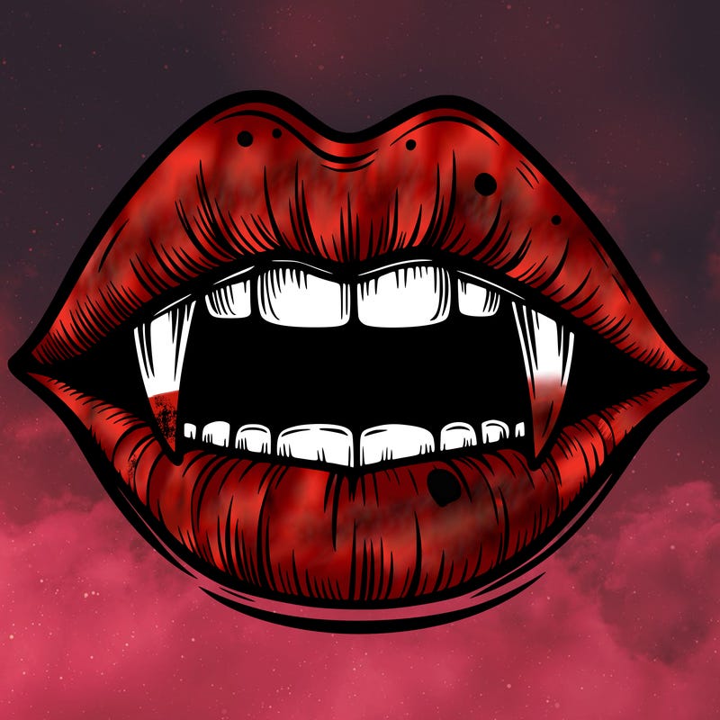 lips with vampire teeth