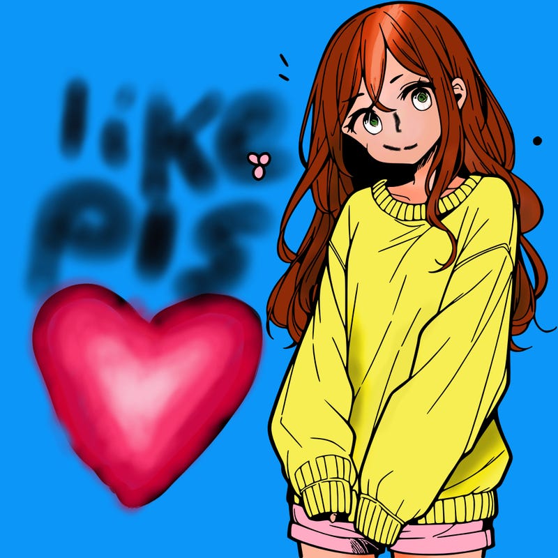 manga teen girl  in a sweater and baggy pants