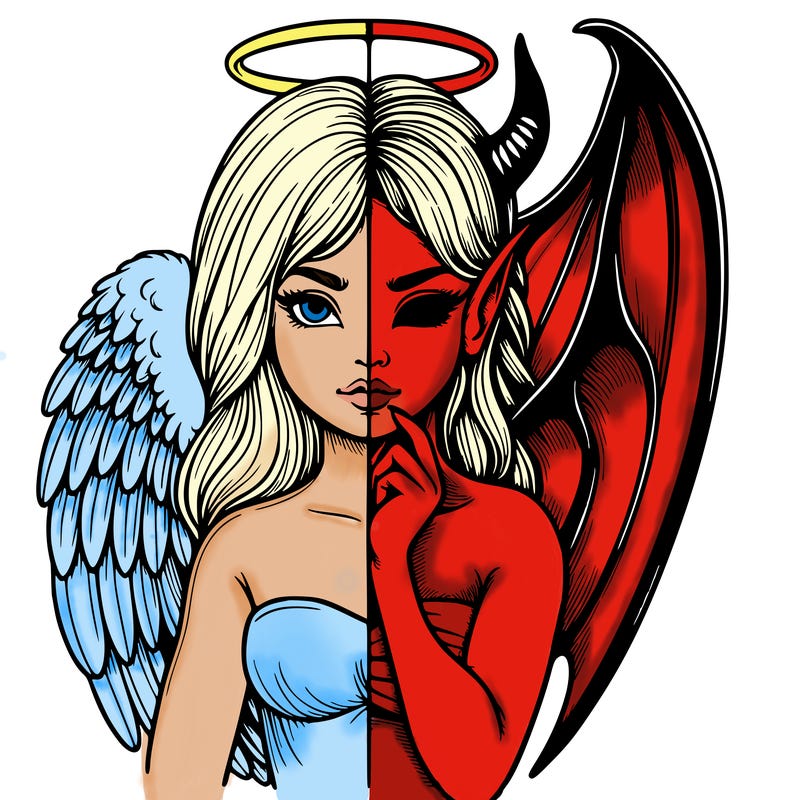 realistic angel half demon