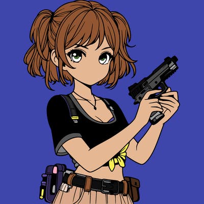 a realistic girl with a gun