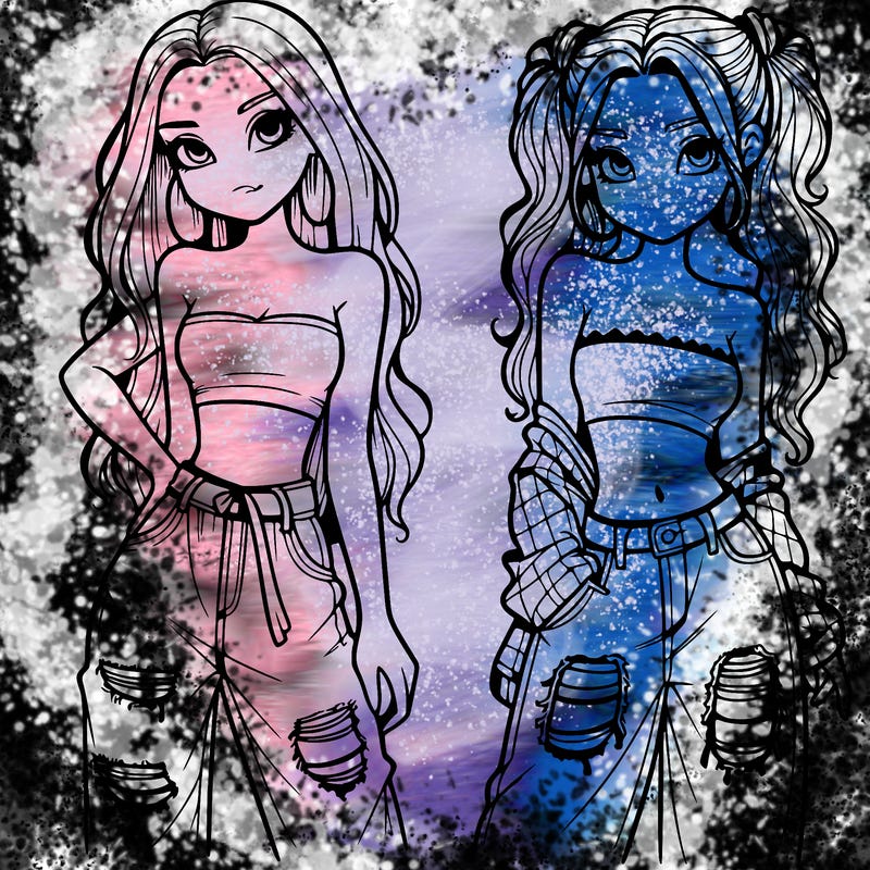 2 girls in crop tops and baggy jeans ripped