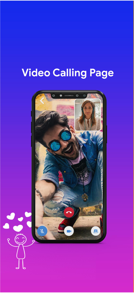 Igniter - On Demand Dating App - Video call interface on the Igniter dating app showing a man and woman in a live chat