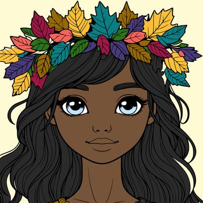 realistic girl with fall leaf crown