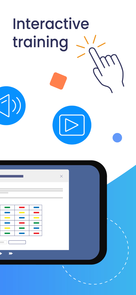 CarriersEdge app interface showing interactive training modules with video and audio icons