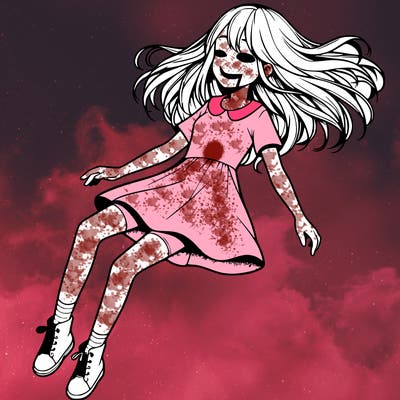 realistic girl floating