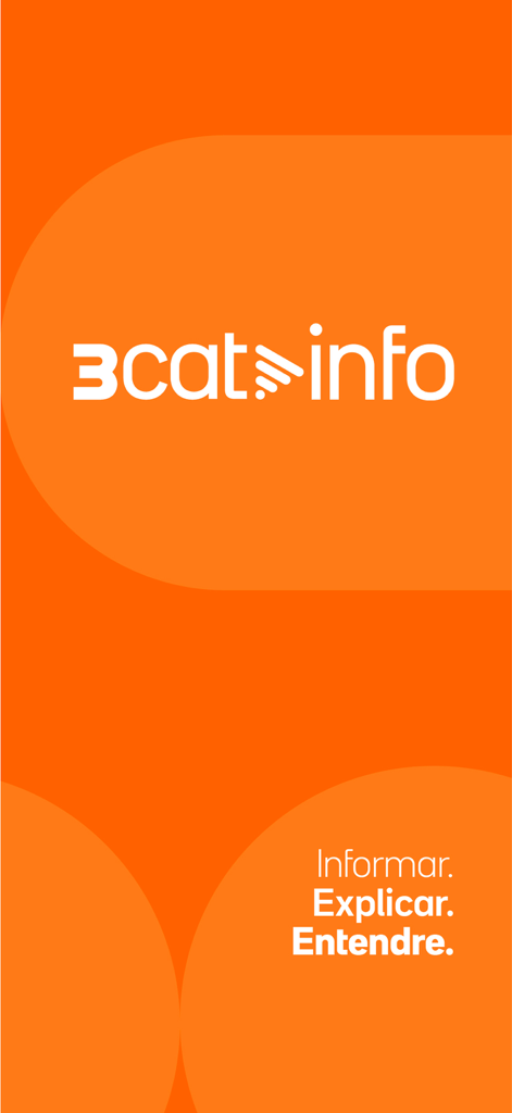 3CatInfo - Écran de démarrage de l'application d'actualités 3CatInfo avec son logo et sa devise sur fond orange