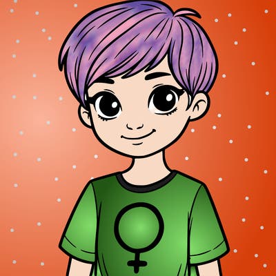 girl with pixie cut and feminist shirt