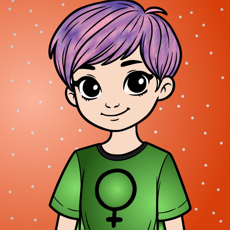 girl with pixie cut and feminist shirt