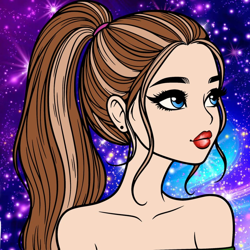 a beautiful and realistic girl with a high pony tail