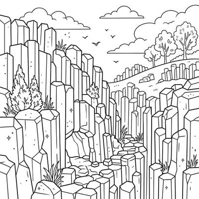 Dive into a unique natural landscape with this exciting columnar jointing coloring page! Perfect for kids aged 4-8, it offers a fun way to explore geology and unleash creativity.