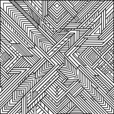 Explore a captivating world of lines and shapes with this intricate linear geometric patterns coloring page. Designed for adults and teens, it offers a challenging yet relaxing artistic escape.