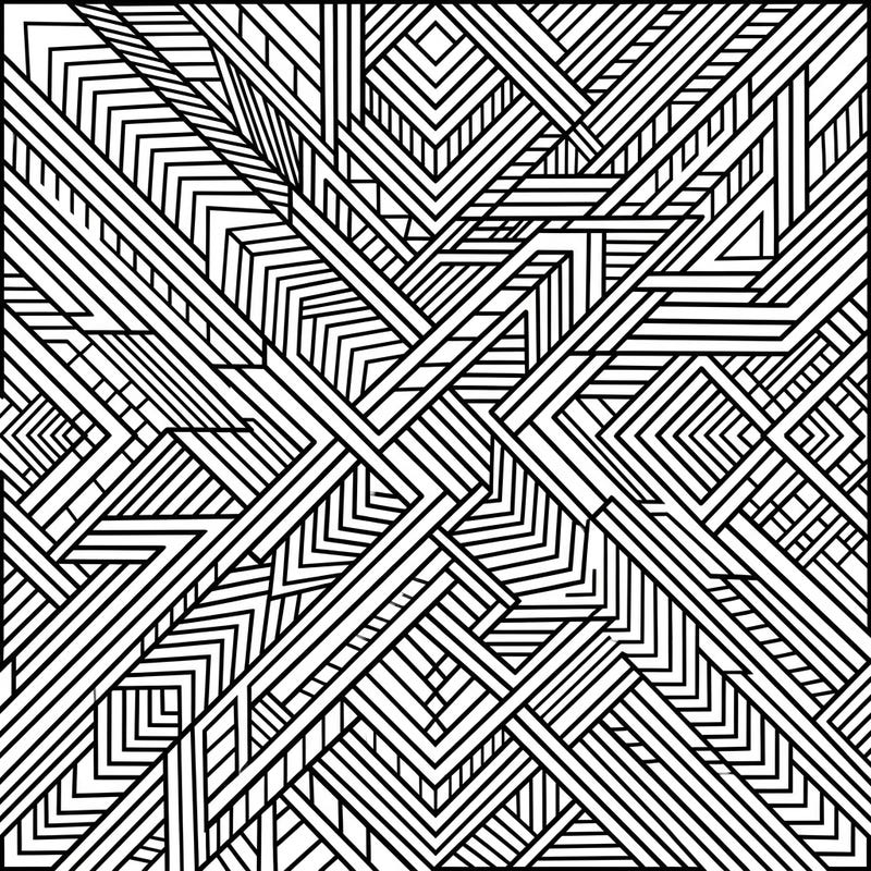 Explore a captivating world of lines and shapes with this intricate linear geometric patterns coloring page. Designed for adults and teens, it offers a challenging yet relaxing artistic escape.