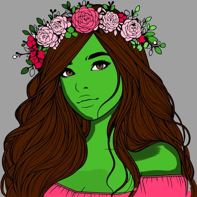 realistic girl with flower crown