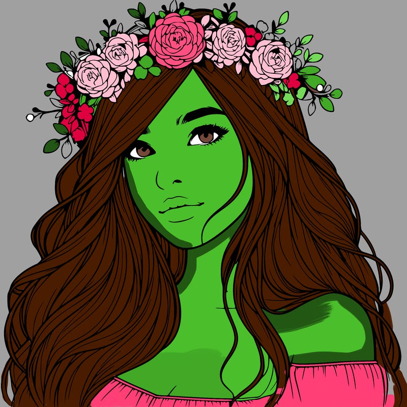 realistic girl with flower crown