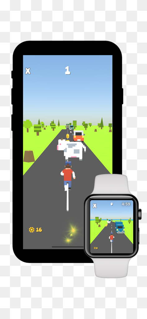 Gioco runner voxel Block Run World su iPhone e Apple Watch