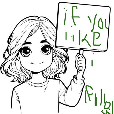 realistic girl holding up a sign